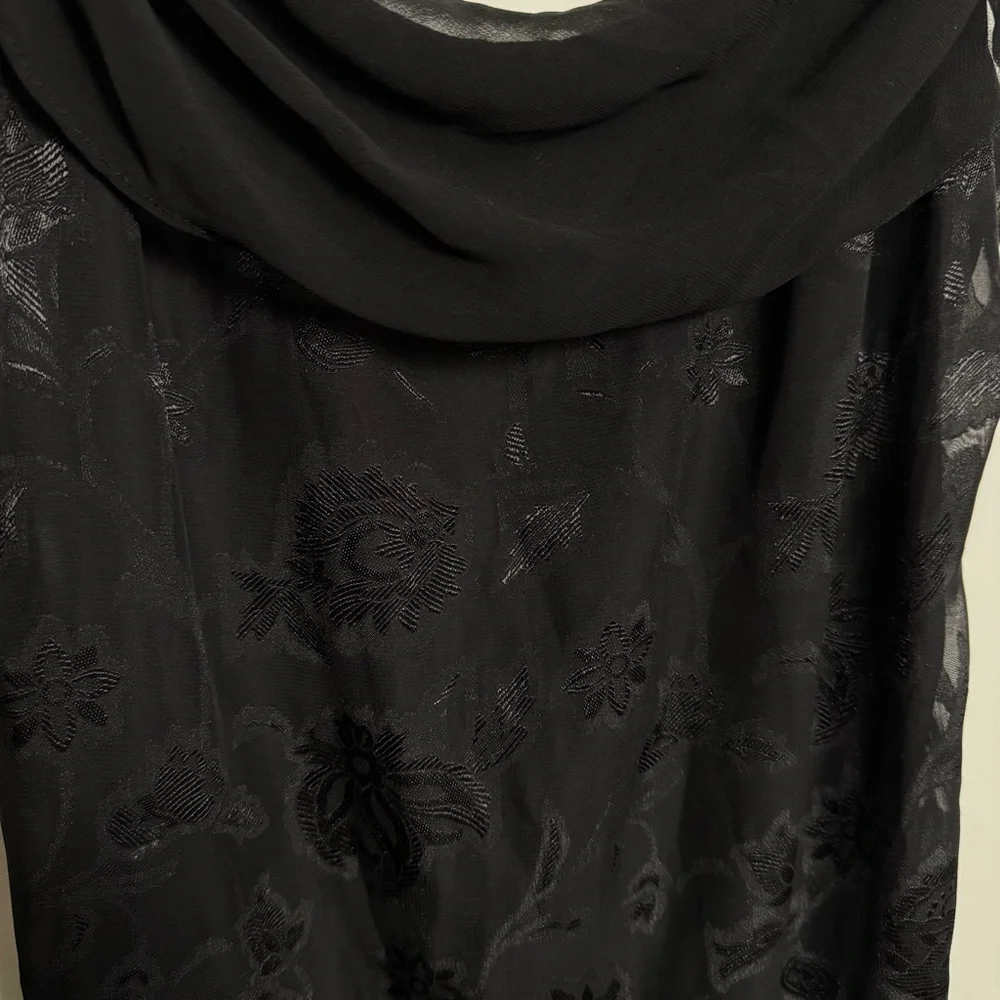 Urban Outfitters Tierra Chiffon Cowl Neck Asymmetrical Midi Black Dress Y2K M - Picture 5 of 15
